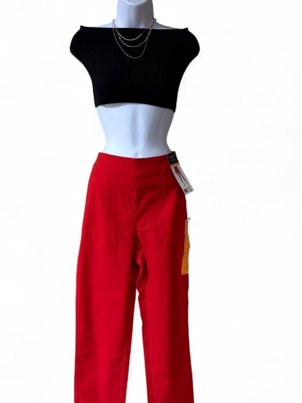 Rafaella Red High-Waisted Straight Leg Pants Size 12 NWT